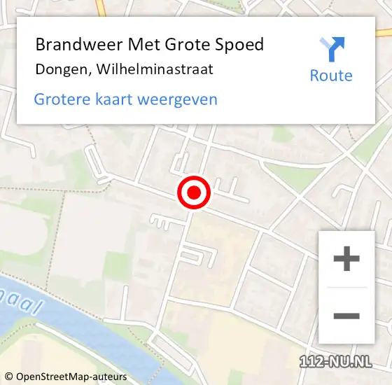 Locatie op kaart van de 112 melding: Brandweer Met Grote Spoed Naar Dongen, Wilhelminastraat op 2 november 2020 11:44