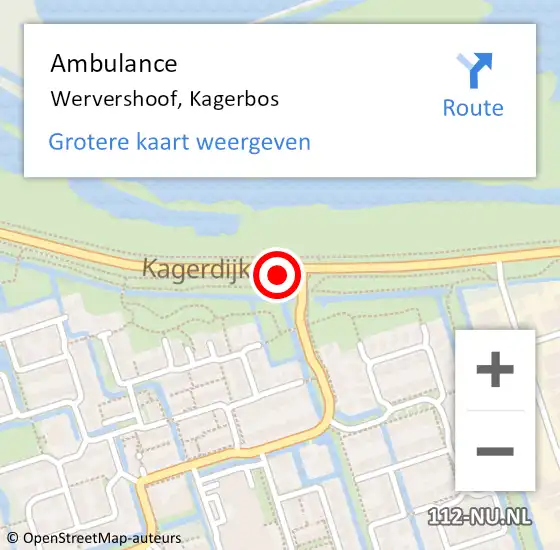 Locatie op kaart van de 112 melding: Ambulance Wervershoof, Kagerbos op 2 november 2020 13:00