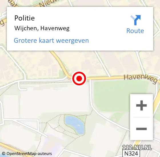 Locatie op kaart van de 112 melding: Politie Wijchen, Havenweg op 2 november 2020 14:12