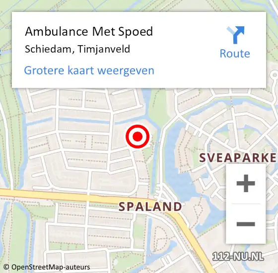 Locatie op kaart van de 112 melding: Ambulance Met Spoed Naar Schiedam, Timjanveld op 2 november 2020 14:13