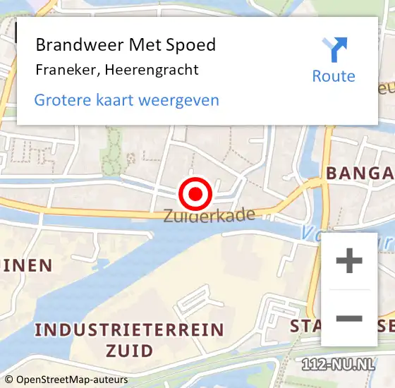 Locatie op kaart van de 112 melding: Brandweer Met Spoed Naar Franeker, Heerengracht op 2 november 2020 16:07