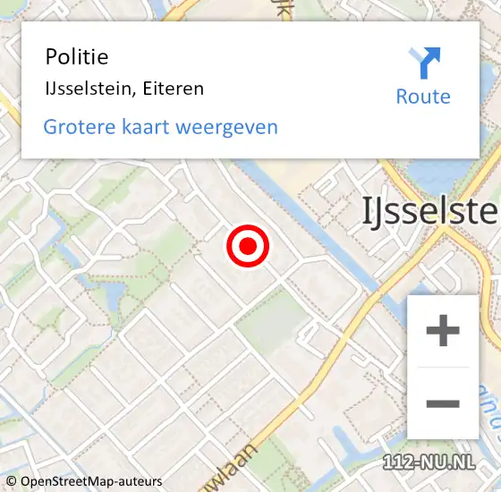 Locatie op kaart van de 112 melding: Politie IJsselstein, Eiteren op 2 november 2020 16:24