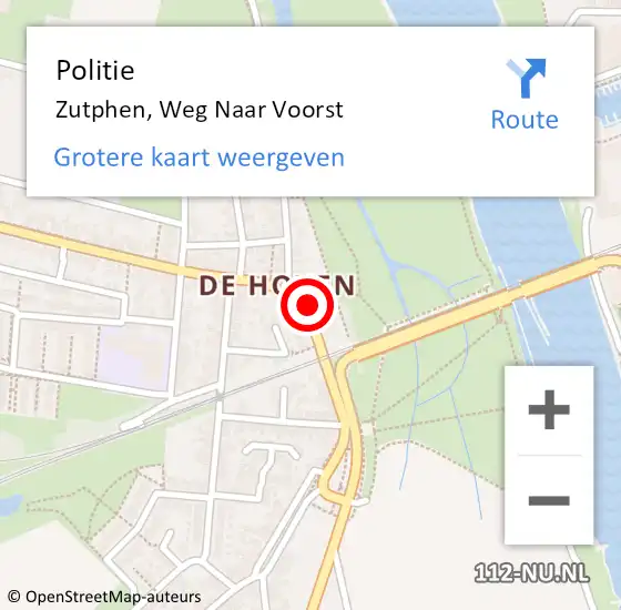 Locatie op kaart van de 112 melding: Politie Zutphen, Weg Naar Voorst op 2 november 2020 16:36