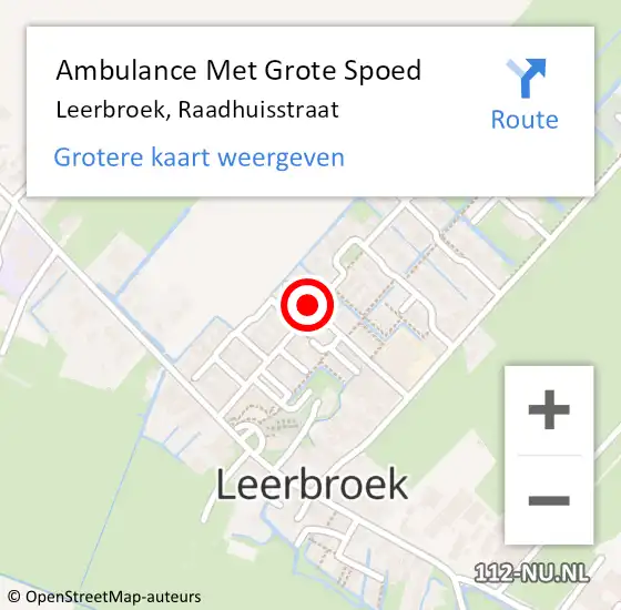 Locatie op kaart van de 112 melding: Ambulance Met Grote Spoed Naar Leerbroek, Raadhuisstraat op 2 november 2020 16:57