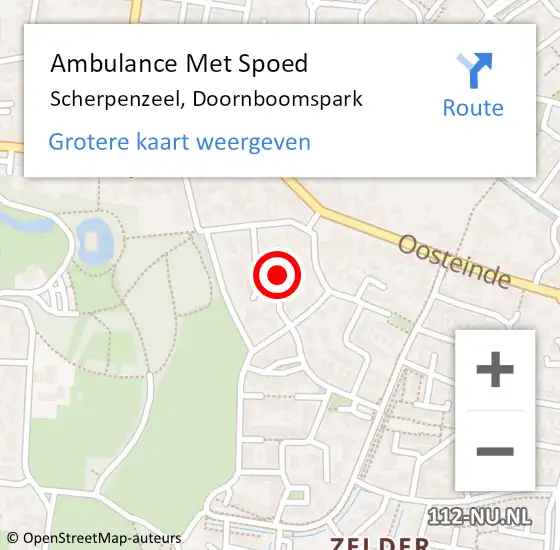Locatie op kaart van de 112 melding: Ambulance Met Spoed Naar Scherpenzeel, Doornboomspark op 2 november 2020 17:16
