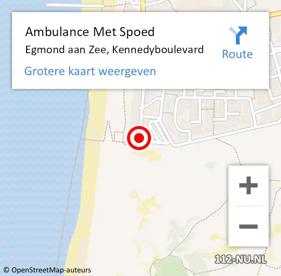 Locatie op kaart van de 112 melding: Ambulance Met Spoed Naar Egmond aan Zee, Kennedyboulevard op 2 oktober 2013 19:43