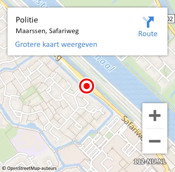 Locatie op kaart van de 112 melding: Politie Maarssen, Safariweg op 2 november 2020 20:13