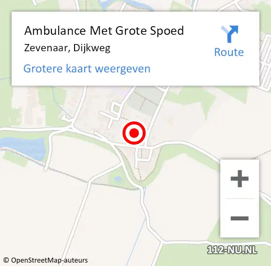 Locatie op kaart van de 112 melding: Ambulance Met Grote Spoed Naar Zevenaar, Dijkweg op 2 november 2020 20:39