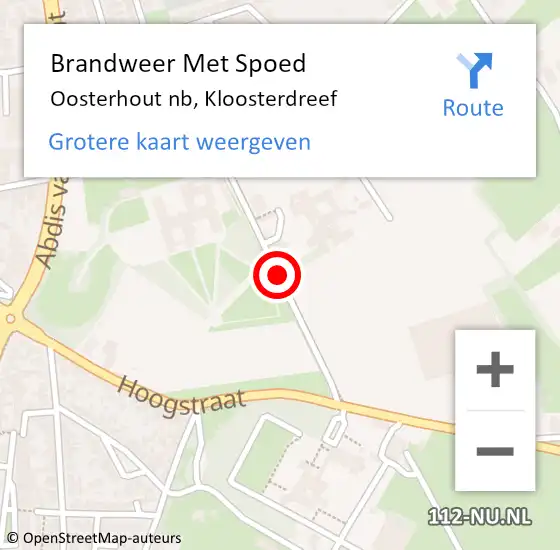 Locatie op kaart van de 112 melding: Brandweer Met Spoed Naar Oosterhout nb, Kloosterdreef op 3 november 2020 01:29