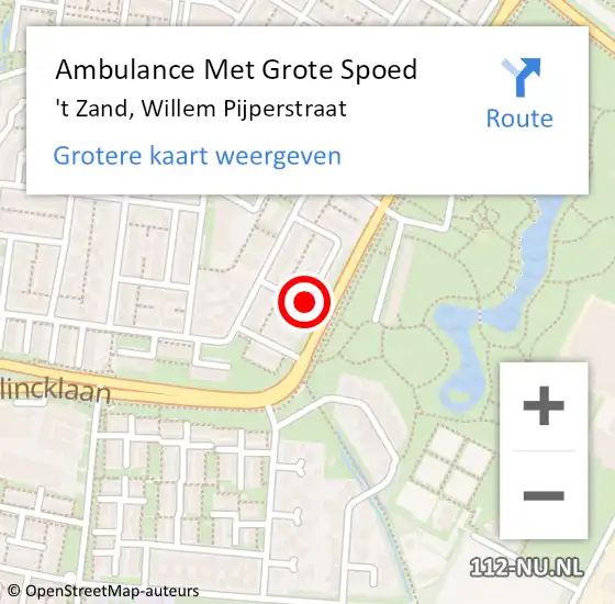 Locatie op kaart van de 112 melding: Ambulance Met Grote Spoed Naar 't Zand, Willem Pijperstraat op 2 oktober 2013 19:47