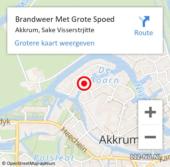 Locatie op kaart van de 112 melding: Brandweer Met Grote Spoed Naar Akkrum, Sake Visserstrjitte op 3 november 2020 06:42