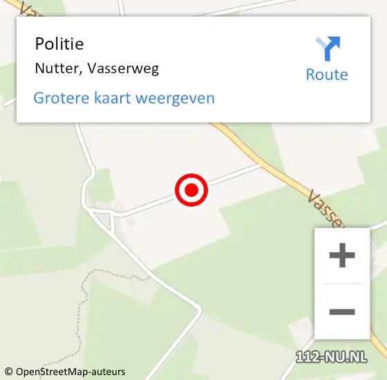 Locatie op kaart van de 112 melding: Politie Nutter, Vasserweg op 3 november 2020 08:30
