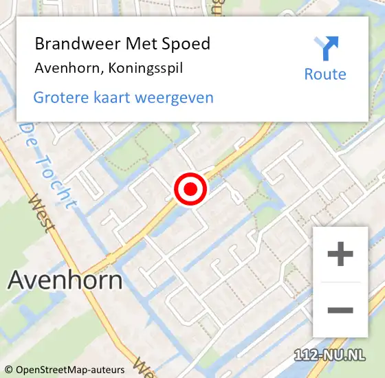 Locatie op kaart van de 112 melding: Brandweer Met Spoed Naar Avenhorn, Koningsspil op 3 november 2020 08:31