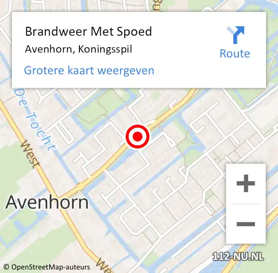 Locatie op kaart van de 112 melding: Brandweer Met Spoed Naar Avenhorn, Koningsspil op 3 november 2020 08:33