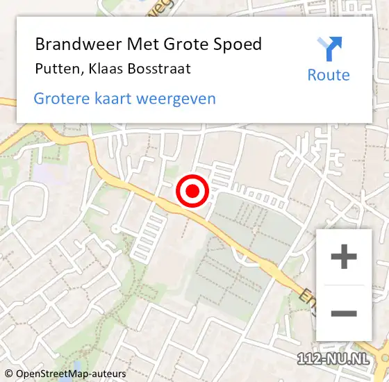 Locatie op kaart van de 112 melding: Brandweer Met Grote Spoed Naar Putten, Klaas Bosstraat op 23 mei 2014 10:09