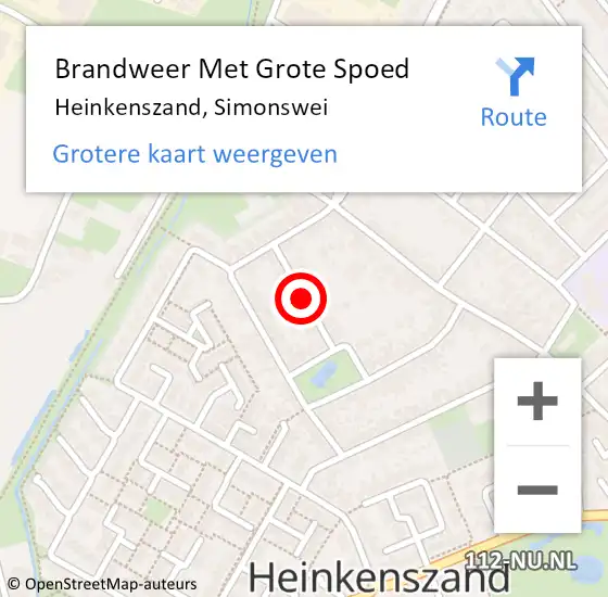 Locatie op kaart van de 112 melding: Brandweer Met Grote Spoed Naar Heinkenszand, Simonswei op 3 november 2020 11:05