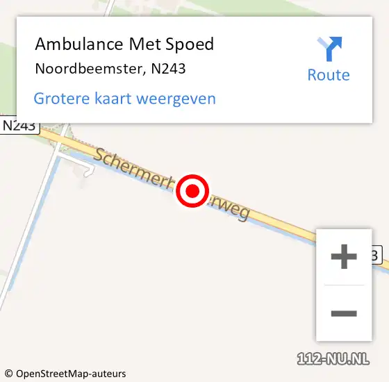 Locatie op kaart van de 112 melding: Ambulance Met Spoed Naar Noordbeemster, N243 op 3 november 2020 13:42