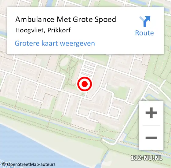 Locatie op kaart van de 112 melding: Ambulance Met Grote Spoed Naar Hoogvliet, Prikkorf op 3 november 2020 13:58