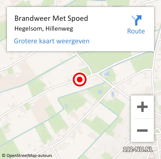 Locatie op kaart van de 112 melding: Brandweer Met Spoed Naar Hegelsom, Hillenweg op 3 november 2020 14:03