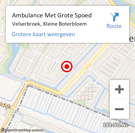 Locatie op kaart van de 112 melding: Ambulance Met Grote Spoed Naar Velserbroek, Kleine Boterbloem op 3 november 2020 14:21