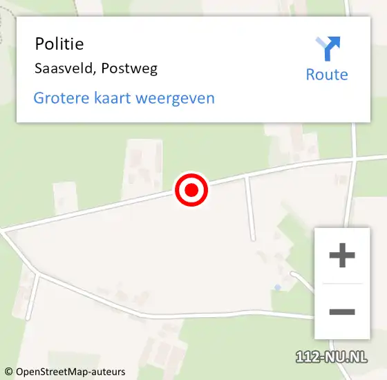 Locatie op kaart van de 112 melding: Politie Saasveld, Postweg op 3 november 2020 14:34