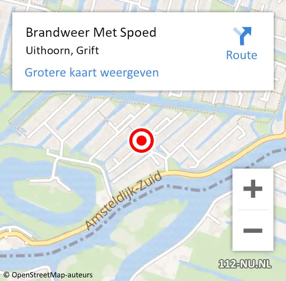 Locatie op kaart van de 112 melding: Brandweer Met Spoed Naar Uithoorn, Grift op 3 november 2020 14:54