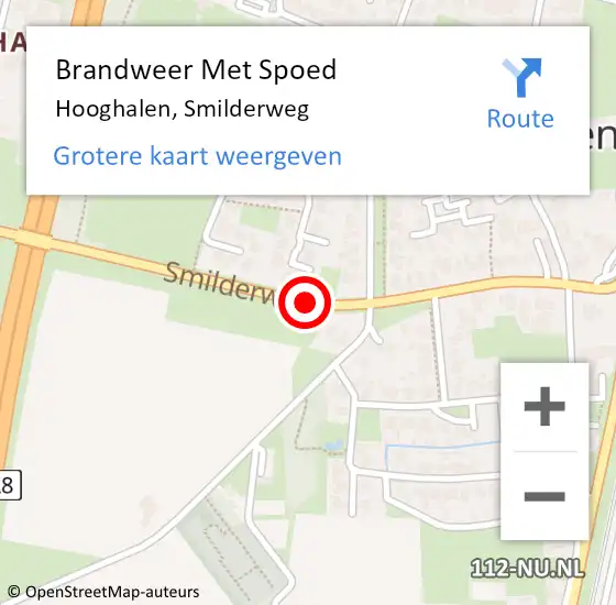 Locatie op kaart van de 112 melding: Brandweer Met Spoed Naar Hooghalen, Smilderweg op 23 mei 2014 10:43