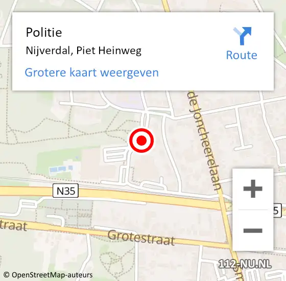 Locatie op kaart van de 112 melding: Politie Nijverdal, Piet Heinweg op 3 november 2020 15:17