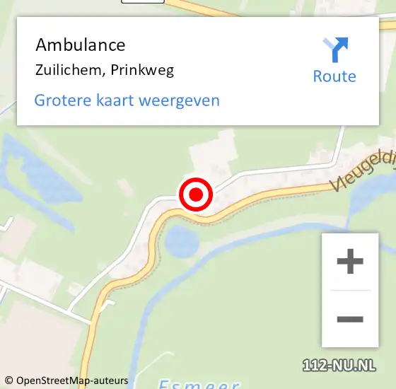 Locatie op kaart van de 112 melding: Ambulance Zuilichem, Prinkweg op 3 november 2020 15:25