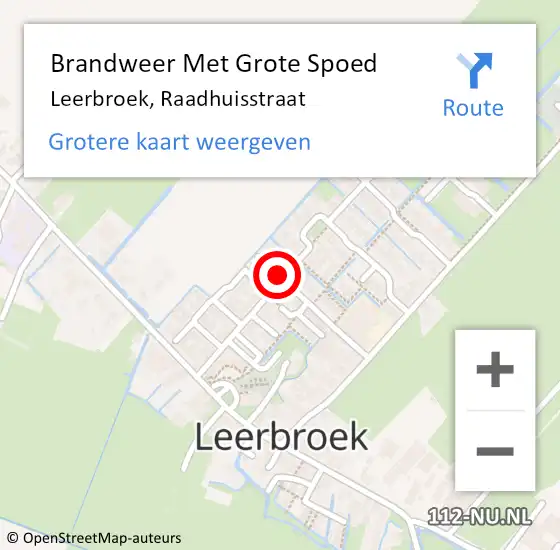 Locatie op kaart van de 112 melding: Brandweer Met Grote Spoed Naar Leerbroek, Raadhuisstraat op 3 november 2020 15:48