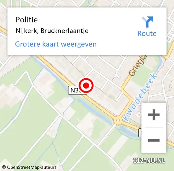 Locatie op kaart van de 112 melding: Politie Nijkerk, Brucknerlaantje op 3 november 2020 15:59