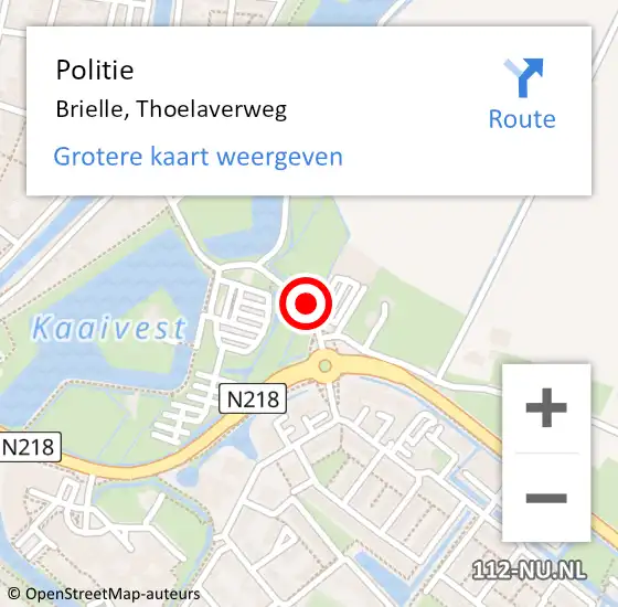 Locatie op kaart van de 112 melding: Politie Brielle, Thoelaverweg op 3 november 2020 16:50