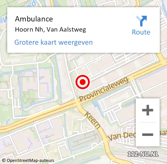 Locatie op kaart van de 112 melding: Ambulance Hoorn Nh, Van Aalstweg op 3 november 2020 17:48