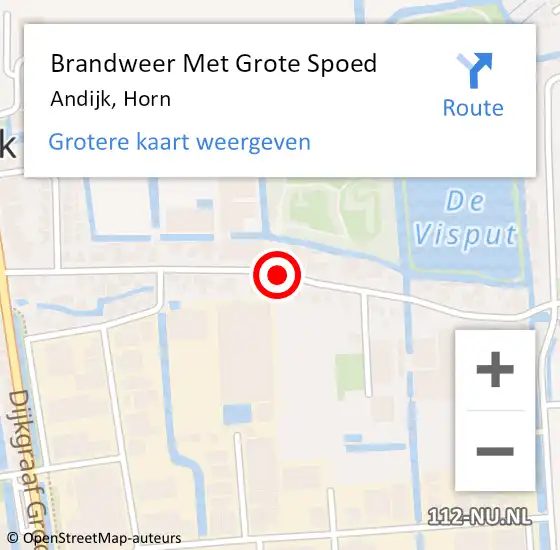 Locatie op kaart van de 112 melding: Brandweer Met Grote Spoed Naar Andijk, Horn op 3 november 2020 18:46