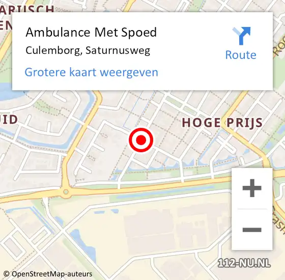 Locatie op kaart van de 112 melding: Ambulance Met Spoed Naar Culemborg, Saturnusweg op 3 november 2020 19:00