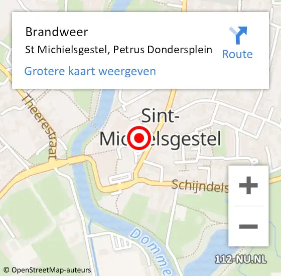 Locatie op kaart van de 112 melding: Brandweer St Michielsgestel, Petrus Dondersplein op 2 oktober 2013 19:55