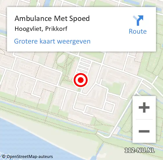Locatie op kaart van de 112 melding: Ambulance Met Spoed Naar Hoogvliet, Prikkorf op 3 november 2020 19:07