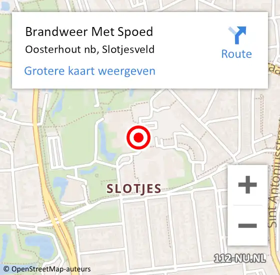 Locatie op kaart van de 112 melding: Brandweer Met Spoed Naar Oosterhout nb, Slotjesveld op 3 november 2020 19:25