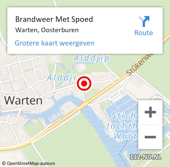 Locatie op kaart van de 112 melding: Brandweer Met Spoed Naar Warten, Oosterburen op 3 november 2020 19:26