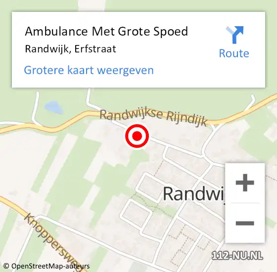 Locatie op kaart van de 112 melding: Ambulance Met Grote Spoed Naar Randwijk, Erfstraat op 3 november 2020 21:47