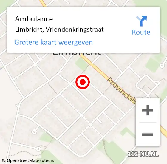 Locatie op kaart van de 112 melding: Ambulance Limbricht, Vriendenkringstraat op 23 mei 2014 11:20