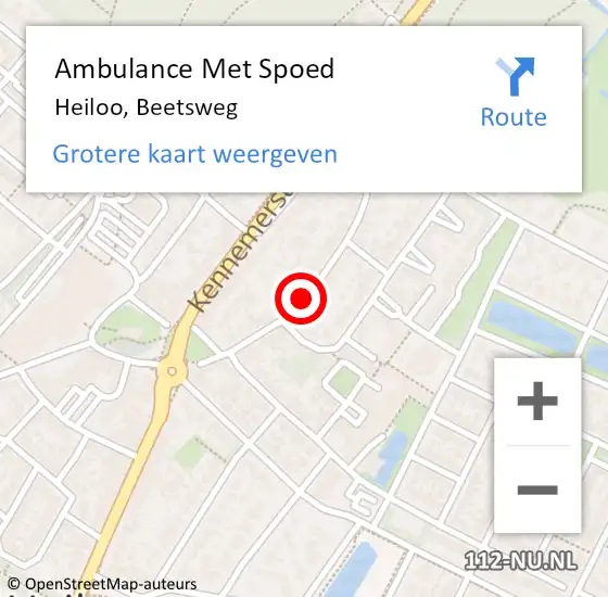 Locatie op kaart van de 112 melding: Ambulance Met Spoed Naar Heiloo, Beetsweg op 4 november 2020 00:06