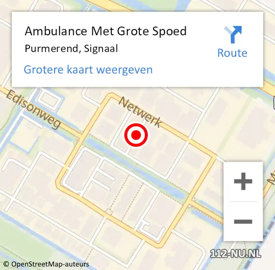 Locatie op kaart van de 112 melding: Ambulance Met Grote Spoed Naar Purmerend, Signaal op 4 november 2020 02:39