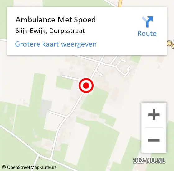 Locatie op kaart van de 112 melding: Ambulance Met Spoed Naar Slijk-Ewijk, Dorpsstraat op 4 november 2020 05:56