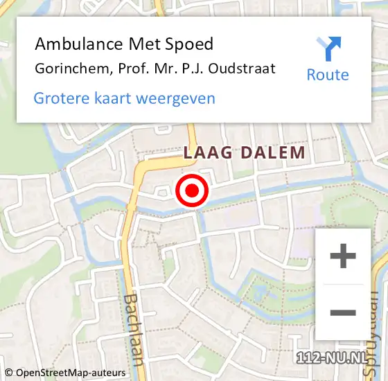 Locatie op kaart van de 112 melding: Ambulance Met Spoed Naar Gorinchem, Prof. Mr. P.J. Oudstraat op 4 november 2020 07:25
