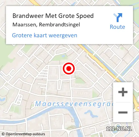 Locatie op kaart van de 112 melding: Brandweer Met Grote Spoed Naar Maarssen, Rembrandtsingel op 4 november 2020 07:54