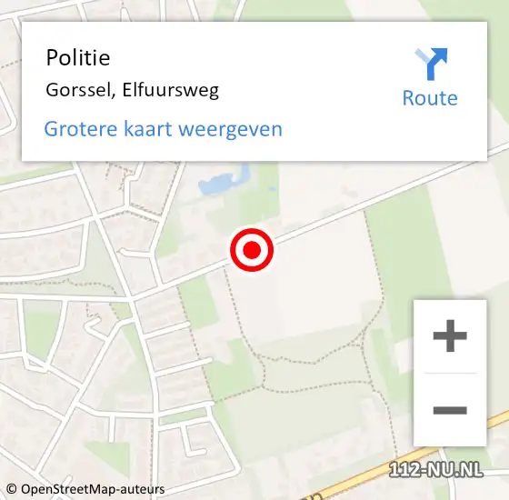 Locatie op kaart van de 112 melding: Politie Gorssel, Elfuursweg op 4 november 2020 09:06