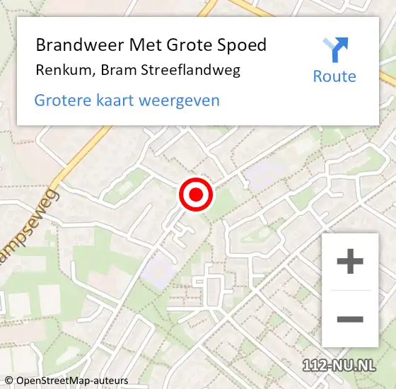 Locatie op kaart van de 112 melding: Brandweer Met Grote Spoed Naar Renkum, Bram Streeflandweg op 4 november 2020 09:45