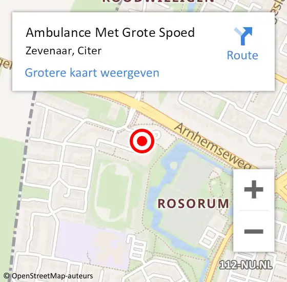 Locatie op kaart van de 112 melding: Ambulance Met Grote Spoed Naar Zevenaar, Citer op 4 november 2020 10:33