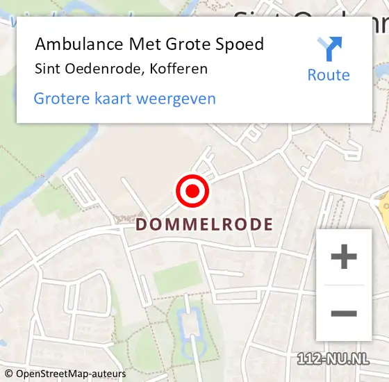 Locatie op kaart van de 112 melding: Ambulance Met Grote Spoed Naar Sint Oedenrode, Kofferen op 4 november 2020 10:59